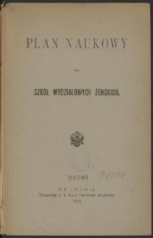 Plan naukowy dla szkół wydziałowych żeńskich