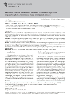 The role of implicit beliefs about emotions and emotion regulation on psychological adjustment: a study among youth athletes