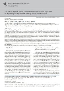 The role of implicit beliefs about emotions and emotion regulation on psychological adjustment: a study among youth athletes