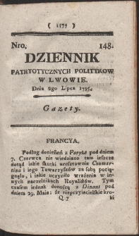 Dziennik Patryotycznych Politykow w Lwowie. R. 1795 Nr 148