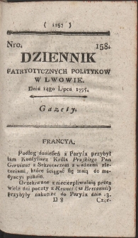 Dziennik Patryotycznych Politykow w Lwowie. R. 1795 Nr 158