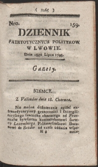 Dziennik Patryotycznych Politykow w Lwowie. R. 1795 Nr 159