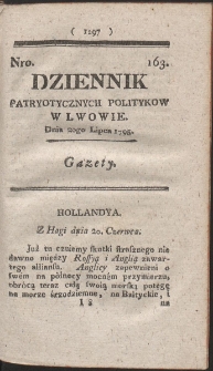 Dziennik Patryotycznych Politykow w Lwowie. R. 1795 Nr 163
