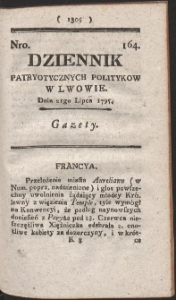 Dziennik Patryotycznych Politykow w Lwowie. R. 1795 Nr 164