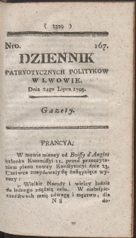 Dziennik Patryotycznych Politykow w Lwowie. R. 1795 Nr 167