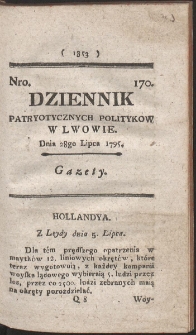 Dziennik Patryotycznych Politykow w Lwowie. R. 1795 Nr 170