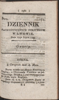 Dziennik Patryotycznych Politykow w Lwowie. R. 1795 Nr 171