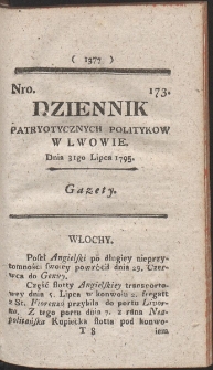 Dziennik Patryotycznych Politykow w Lwowie. R. 1795 Nr 173