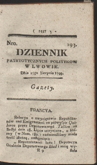 Dziennik Patryotycznych Politykow w Lwowie. R. 1795 Nr 193