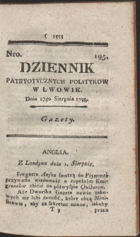 Dziennik Patryotycznych Politykow w Lwowie. R. 1795 Nr 195