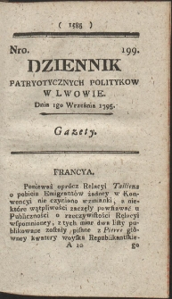 Dziennik Patryotycznych Politykow w Lwowie. R. 1795 Nr 199