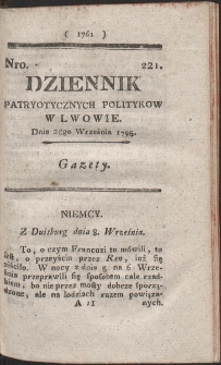 Dziennik Patryotycznych Politykow w Lwowie. R. 1795 Nr 221