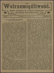 Wstrzemięźliwość : dodatek miesięczny do „Posłańca Niedzielnego” dla Bractwa Wstrzemięźliwości. R. 9 (1908), nr 4