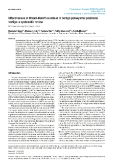 Eﬀectiveness of Brandt-Daroﬀ exercises in benign paroxysmal positional vertigo: a systematic review