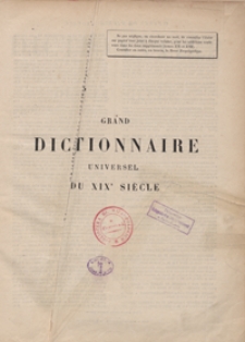 Grand dictionnaire universel du XIXe siècle : français, historique, géographique, mythologique, bibliographique, littéraire, artistique, scientifique, etc., etc. Tome treizième