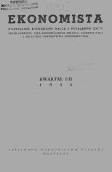 Ekonomista : kwartalnik poświęcony nauce i potrzebom życia, 1954, kwartał I-II