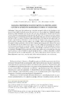 Badania preferencji konsumenta na przykładzie Centrum Sportowo-Konferencyjnego w Gniewinie