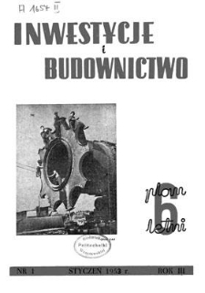 Inwestycje i Budownictwo, Rok III, styczeń 1953, nr 1