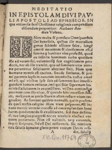 Meditatio In Epistolam Divi Pavli Apostoli Ad Ephesios [...]