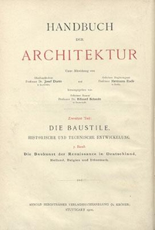 Die Baukunst der Renaissance in Deutschland, Holland, Belgien und Dänemark