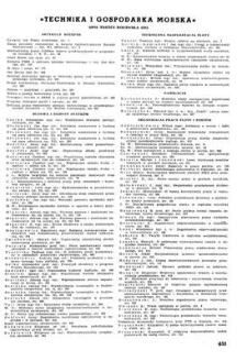 Spis treści rocznika 1953 [Technika i Gospodarka Morska, Rok III, 1953]