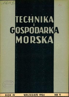 Technika i Gospodarka Morska, Rok IV, wrzesień 1954, nr 9 (39)