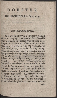 Dziennik Patryotycznych Politykow w Lwowie. R. 1796 Nr 115 (dodatek)