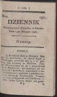 Dziennik Patryotycznych Politykow w Lwowie. R. 1796 Nr 197