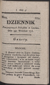 Dziennik Patryotycznych Politykow w Lwowie. R. 1796 Nr 202