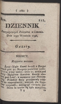 Dziennik Patryotycznych Politykow w Lwowie. R. 1796 Nr 211