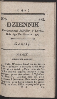 Dziennik Patryotycznych Politykow w Lwowie. R. 1796 Nr 228
