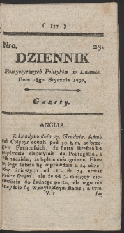 Dziennik Patryotycznych Politykow w Lwowie. R. 1797 Nr 23