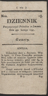 Dziennik Patryotycznych Politykow w Lwowie. R. 1797 Nr 28