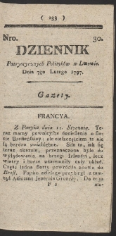 Dziennik Patryotycznych Politykow w Lwowie. R. 1797 Nr 30
