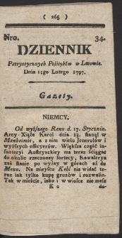 Dziennik Patryotycznych Politykow w Lwowie. R. 1797 Nr 34