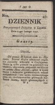 Dziennik Patryotycznych Politykow w Lwowie. R. 1797 Nr 45