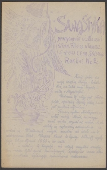 Swastyka : dwutygodnik uczniowski. 1923, R.2 nr 2