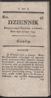 Dziennik Patryotycznych Politykow w Lwowie. R. 1797 Nr 48