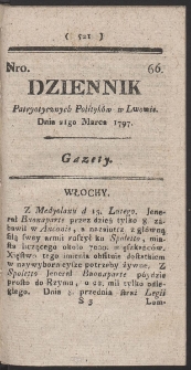 Dziennik Patryotycznych Politykow w Lwowie. R. 1797 Nr 66