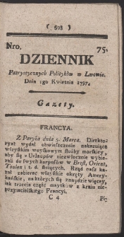 Dziennik Patryotycznych Politykow w Lwowie. R. 1797 Nr 75
