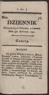 Dziennik Patryotycznych Politykow w Lwowie. R. 1797 Nr 76