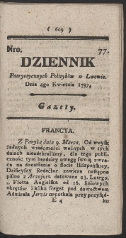Dziennik Patryotycznych Politykow w Lwowie. R. 1797 Nr 77