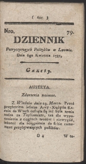 Dziennik Patryotycznych Politykow w Lwowie. R. 1797 Nr 79
