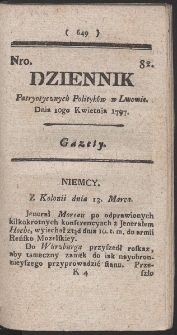 Dziennik Patryotycznych Politykow w Lwowie. R. 1797 Nr 82