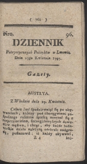 Dziennik Patryotycznych Politykow w Lwowie. R. 1797 Nr 96