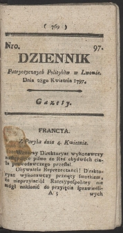 Dziennik Patryotycznych Politykow w Lwowie. R. 1797 Nr 97