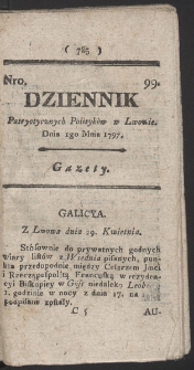 Dziennik Patryotycznych Politykow w Lwowie. R. 1797 Nr 99