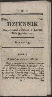 Dziennik Patryotycznych Politykow w Lwowie. R. 1797 Nr 101