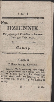 Dziennik Patryotycznych Politykow w Lwowie. R. 1797 Nr 106