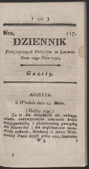 Dziennik Patryotycznych Politykow w Lwowie. R. 1797 Nr 117